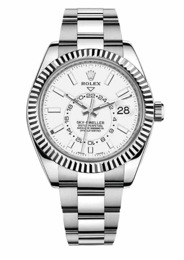 Super Clone Silver Rolex Sky Dweller White Dial Oyster